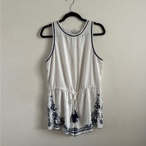 Loft white and blue romper size medium